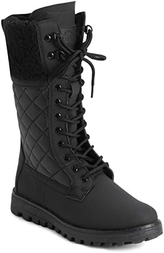 POLAR Womens Faux Fur Warm Thermal Waterproof Outdoor Walking Snow Winter Rubber Sole Calf Boots