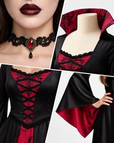 Vampire Costume for Women, Long Gothic Halloween Dress