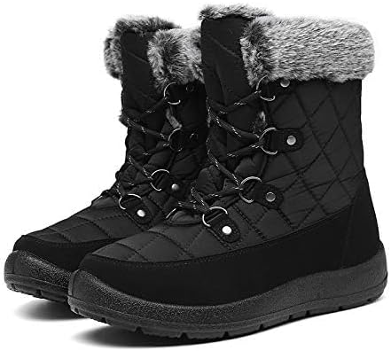 ZEENXIUYA Womens Snow Boots Comfortable Warm Fur Lined Winter Waterproof Flat Lace-Up Ankle Boots Outdoor Winter Booties
