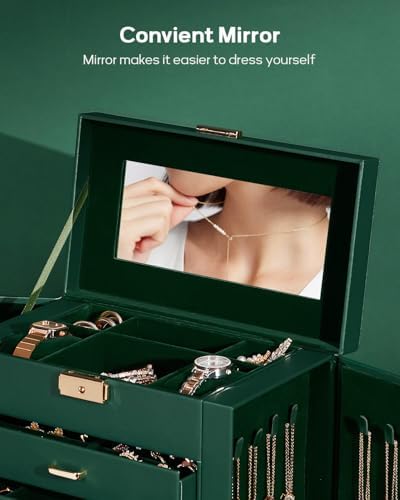 Homde Large Jewelry Box for Women: 5-Layer Organizer with Lock for Dresser