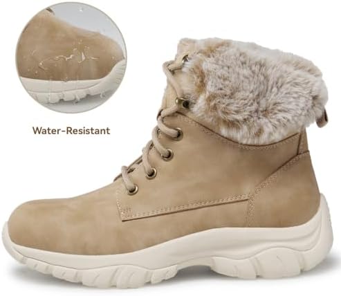 ANJOUFEMME Womens Winter Snow Hiking Boots Fur Lined Lightweight Warm Shoes