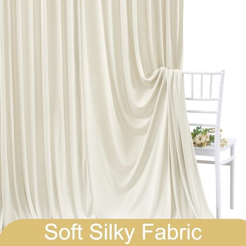 Beige Backdrop Curtain for Wedding Parties Wrinkle Free Beige Photo Curtains Backdrop Drapes Fabric Decoration for Baby Shower Photoshoot 5ft x 8ft,2 Panels