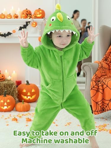 LOLANTA Boys' Girls' Dinosaur Shark Costume Flannel Jumpsuits Animal Onesie