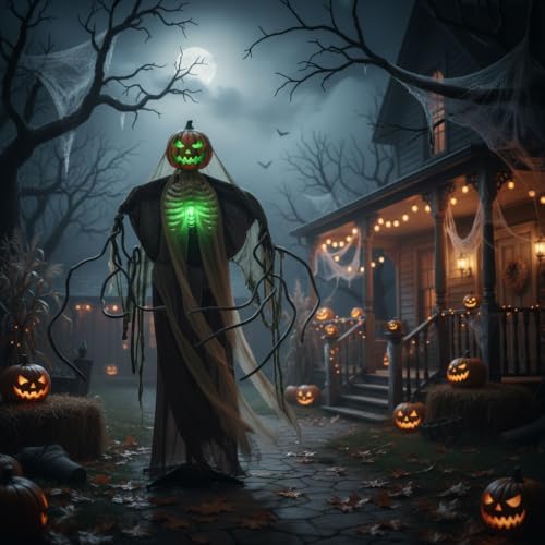 Tangkula 6 FT Halloween Animatronics Standing Pumpkin Scarecrow Decorations