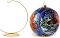 Hand Blown Glass Christmas Ornaments Ball, Sapphire 6 in + Stand