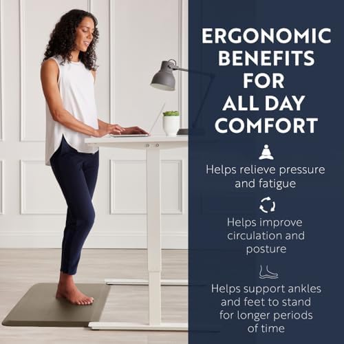 KANGAROO Anti Fatigue Mats for Kitchen Floor, 58x20, 3/4 Inch Thick Cushioned Ergonomic Mat, Reduce Foot Pressure, Waterproof Comfort Rug for Under Sinks, Office Standing Desk, Store Floors, Beige
