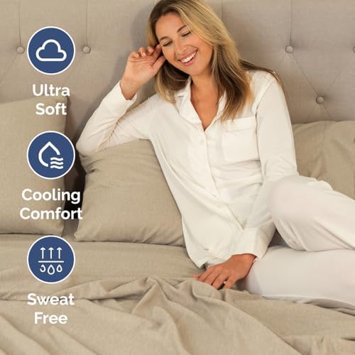 Short Queen Size 4 Piece Bed Sheet Set - RV Short Queen - Heathered Beige