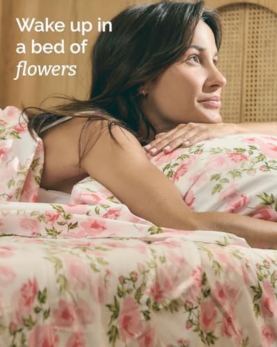 Queen 4 Piece Boho Botanical Floral Sheet Set - Soft & Cooling - Bloom