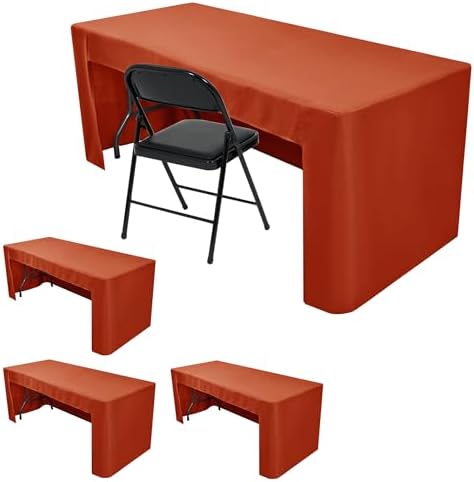 HolidayIdeas 4-Pack 8ft Rust 3-Sided Fitted Tablecloth for Fall