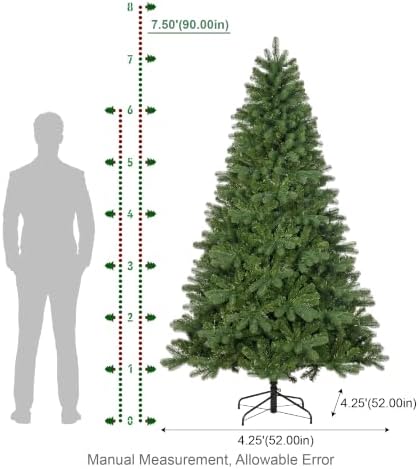 Glitzhome Prelit Christmas Tree, 7.5ft Full Realistic Artificial Aspen Grand Fir with 1,668 Tips and 680 C3 Twinkling Lights, 10 Lighting Functions w/Remote Control for Indoor Holiday Decoration