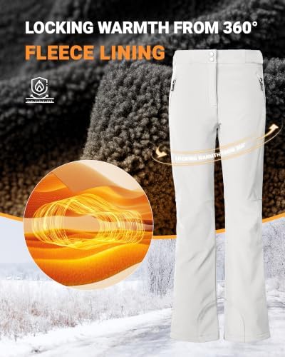 Outdoor Ventures Fleece Lined Waterproof Pants Women Ski Snow Hiking Warm
