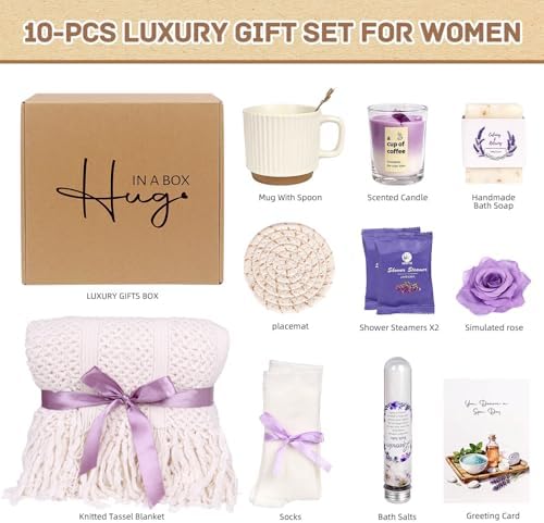 Birthday Gift for Women, Get Well Soon Self Care Package, Unique Spa Gift Basket Set Thank You Gifts for Women Mom Grandma Wife Best Friend Sister Her Mothers Day
