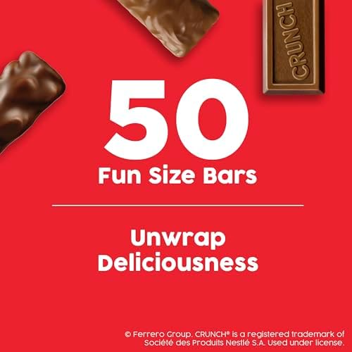 Butterfinger, CRUNCH and Baby Ruth Fun Size, Assorted Candy Bars, Great for Sharing, Bulk 50 Count Variety Pack, 29.7 oz