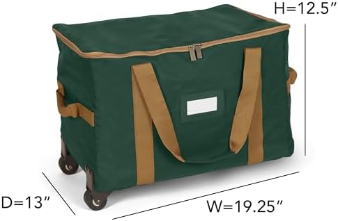 Covermates Rolling Adjustable Ornament Storage Bag, 19.25"W x 13"D x 12.5"H