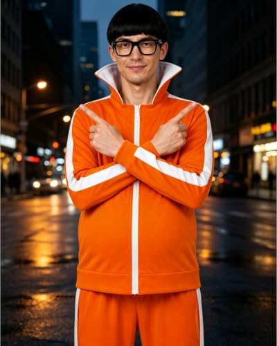 Adult Halloween Costume 2026 Men, Funny Orange Tracksuit Jumpsuit Outfit
