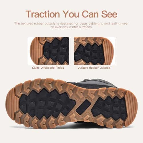 Nahomi Waterproof Snow Boots for Men, Warm Fur-Lined High-Top Winter Boots