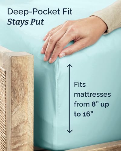 Twin XL Size 3 Piece Sheet Set - Breathable & Cooling Sheets - Spa Blue