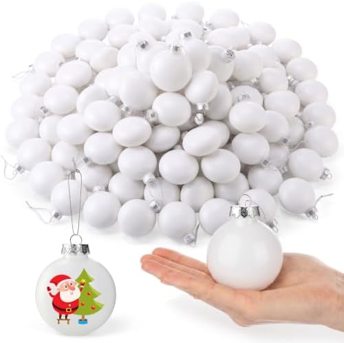 Zubebe 72 Pcs 3.15 Inch Blank White DIY Christmas Ball Ornaments for Craft