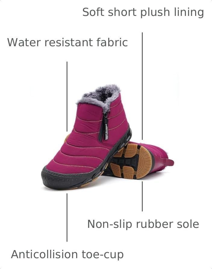 Jakcuz Women Snow Boots Water-resistant Side Zipper