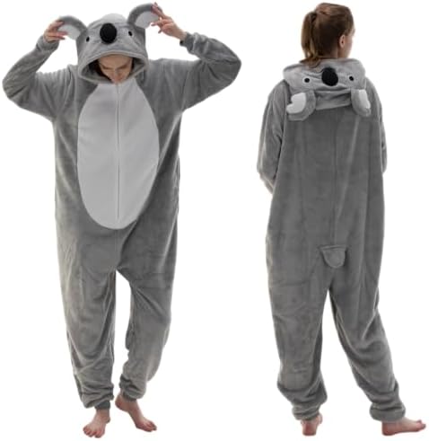 Snug Fit Unisex Adult Onesie Pajamas, Flannel Cosplay Animal One Piece Halloween Costume Sleepwear Homewear