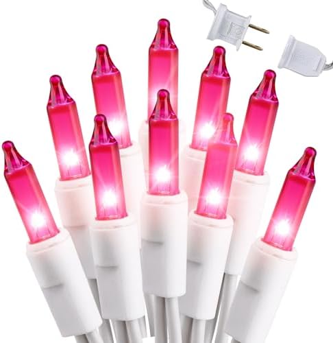 Brizled Incandescent Christmas Light,300 Count, 69.6ft, Pink, for Valentine