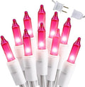 Brizled Incandescent Christmas Light,300 Count, 69.6ft, Pink, for Valentine