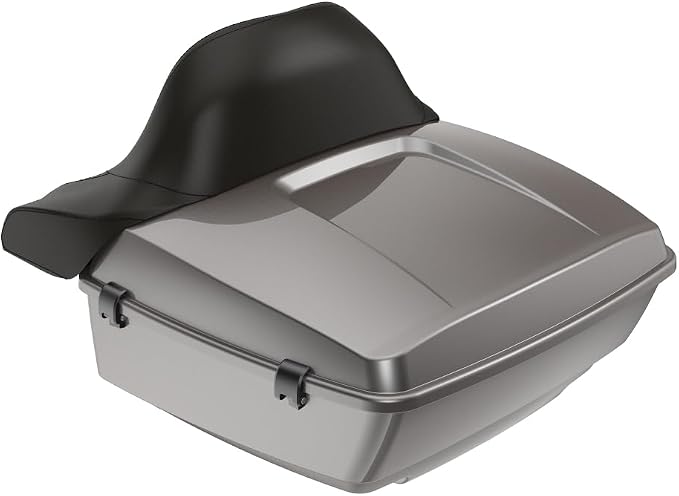 Advanblack Road Glide Tour Trunk Pack Billet Silver King Tour Trunk Pack Luggage +Wrap-Around Backrest Pad for '97-'25 Harley Touring Road King Street Glide Electra Glide CVO models