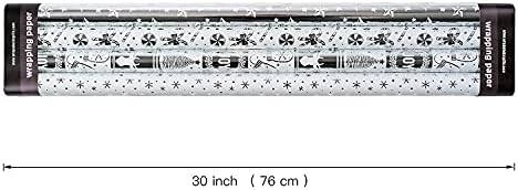 WRAPAHOLIC 30 Inch Silver Christmas Wrapping Paper Roll - Jumbo Roll Silver Snowflakes, Candy Cane Holiday Collection with Metallic Foil Shine - 4 Rolls - 30 Inch x 120 Inch Per Roll