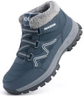 Moodeng Mens Winter Boots Casual Lightweight Snow Boots Warm Fur Lined Hiking Boots Water-Resistant Comfortable Ankle shoes Outdoor Walking