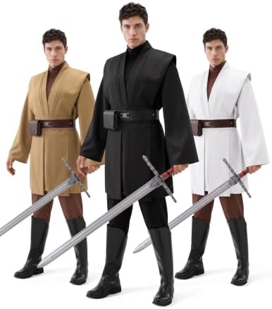 Spooktacular Creations Halloween Mens Tunic Hooded Cloak, Knight Costume Men, Tunic Hooded Robe with Pants for Halloween