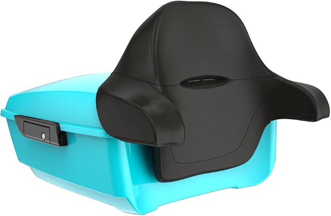 Advanblack Road Glide Tour Trunk Pack Frosted Pearl King Tour Trunk Pack Luggage +Wrap-Around Backrest Pad for '97-'25 Harley Touring Road King Street Glide Electra Glide CVO models