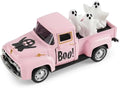 Pink Halloween Truck Decor, Ghost Pickup for Farmhouse Tabletop Decor