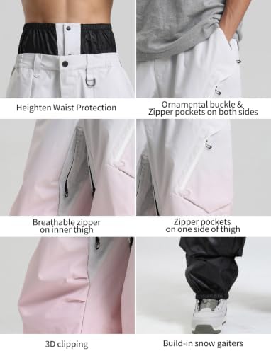 GSOU SNOW Womens Mens Snowboard Pants Baggy Snow Ski Pants for Snowsports
