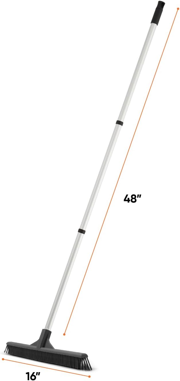 Superio 16"" Slim Silicone Salon Broom - Carpet Rake for Liquid, Human Hair, and Pet Hair, and Fur Space Saving and Easy to Wash, 12811274