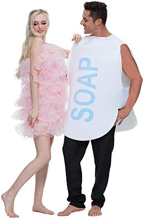 EraSpooky Couples Soap and Loofah Costume Adult Funny Halloween Party Couple Costumes Set