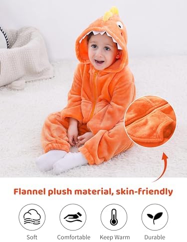 LOLANTA Boys' Girls' Dinosaur Shark Costume Flannel Jumpsuits Animal Onesie