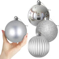 Silver 4.0" Large Christmas Balls - Christmas Tree Decoration Ornaments Shatterproof Hanging Balls for Birthday Halloween Holiday Wedding Decorations Set of 4pcs