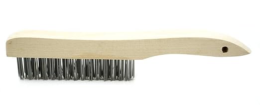 Benchmark Abrasives 10" Shoe Handle Wire Scratch Brush Wooden Handle for Cleaning, Removing Rust, Paint, Corrosion, Multi-Purpose Wire Brush - 12 Pack (Carbon Steel)