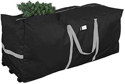 Christmas Tree Storage Bag, Fits Up to 9 foot Tall Xmas Holiday Trees 28" X 16" X 60" Extra Large Heavy Duty Xmas Box Container with Wheels (Black)