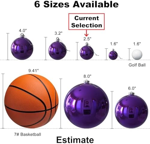 GameXcel 24Pcs Christmas Balls Ornaments for Xmas Tree - Shatterproof Christmas Tree Decorations Medium Hanging Ball Purple 2.5in x 24 Pack