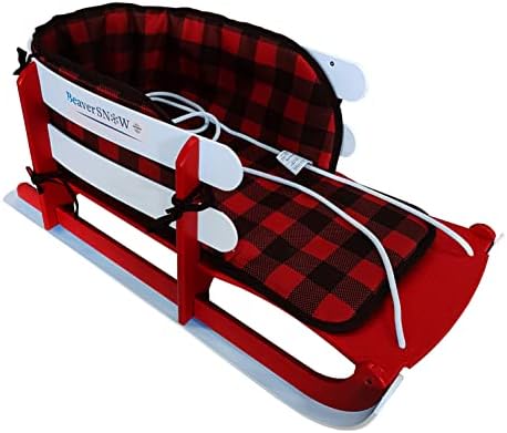 Snow Sled for Toddlers, with Cushion Pad and Seat Belt Red