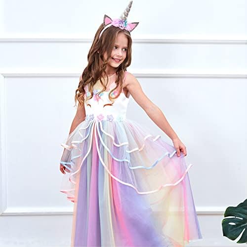 Unicorn Mermaid Princess Dress Up Clothes for Little Girls – Costume, Jewelry and Headband