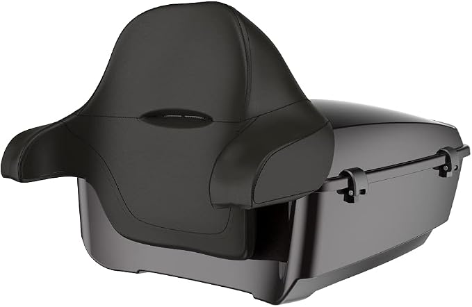 Advanblack Road Glide Tour Trunk Pack Blackened Cayenne King Tour Trunk Pack Luggage +Wrap-Around Backrest Pad for '97-'25 Harley Touring Road King Street Glide Electra Glide CVO models