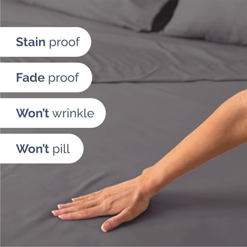 Queen Size 4 Piece Sheet Set - Breathable & Cooling Sheets - Dark Grey