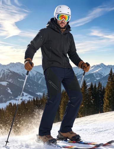 TACVASEN Men's Skiing Snow Pants Winter Hiking Fleece Lined Waterproof