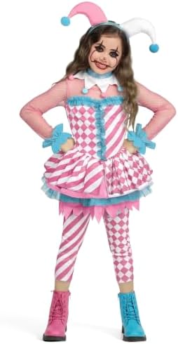 Spooktacular Creations Girls Clown Costume, Halloween Evil Clown Costume, Jester Dress for Girls Halloween