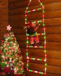 Toodour LED Christmas Light - 2.5FT Christmas Decorative Ladder Lights with Santa Claus, Xmas Decorations Light for Indoor Outdoor, Window, Garden, Home, Wall, Xmas Tree Decor - Red White & Green