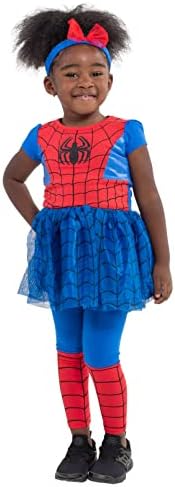 Marvel Spider-Man Girls' Cosplay Tutu Dress and Leggings Set Toddler to Little Kid