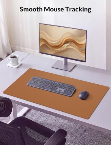 Leather Desk Pad Protector, 27.5" x 12", Camel Desk Mat