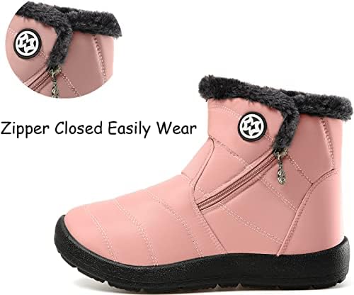 Eagsouni Snow Boots for Women Winter Waterproof Warm Zip Ankle Boots